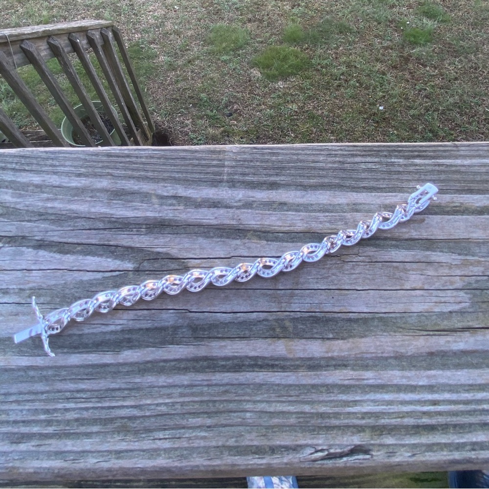 Danbury Mint Sterling Silver bracelet w/ mocha & clear simulated diamonds - Picture 11 of 16